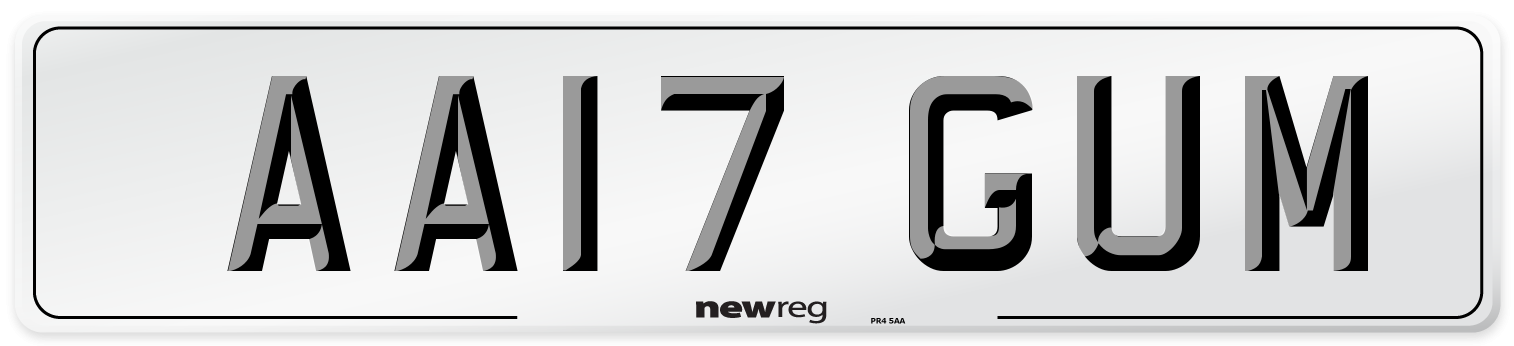 AA17 GUM Number Plate from New Reg